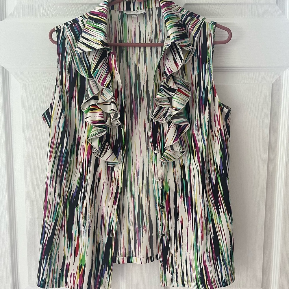 Multi-colored ruffled top